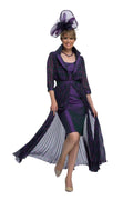 Chiffon Tartan Pleated Coat And Silk Dress