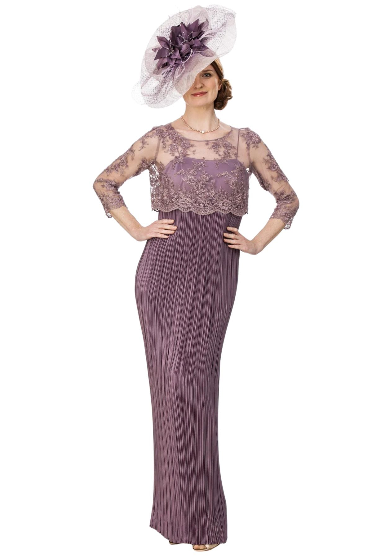 Amethyst Dress With Beaded Lace Top