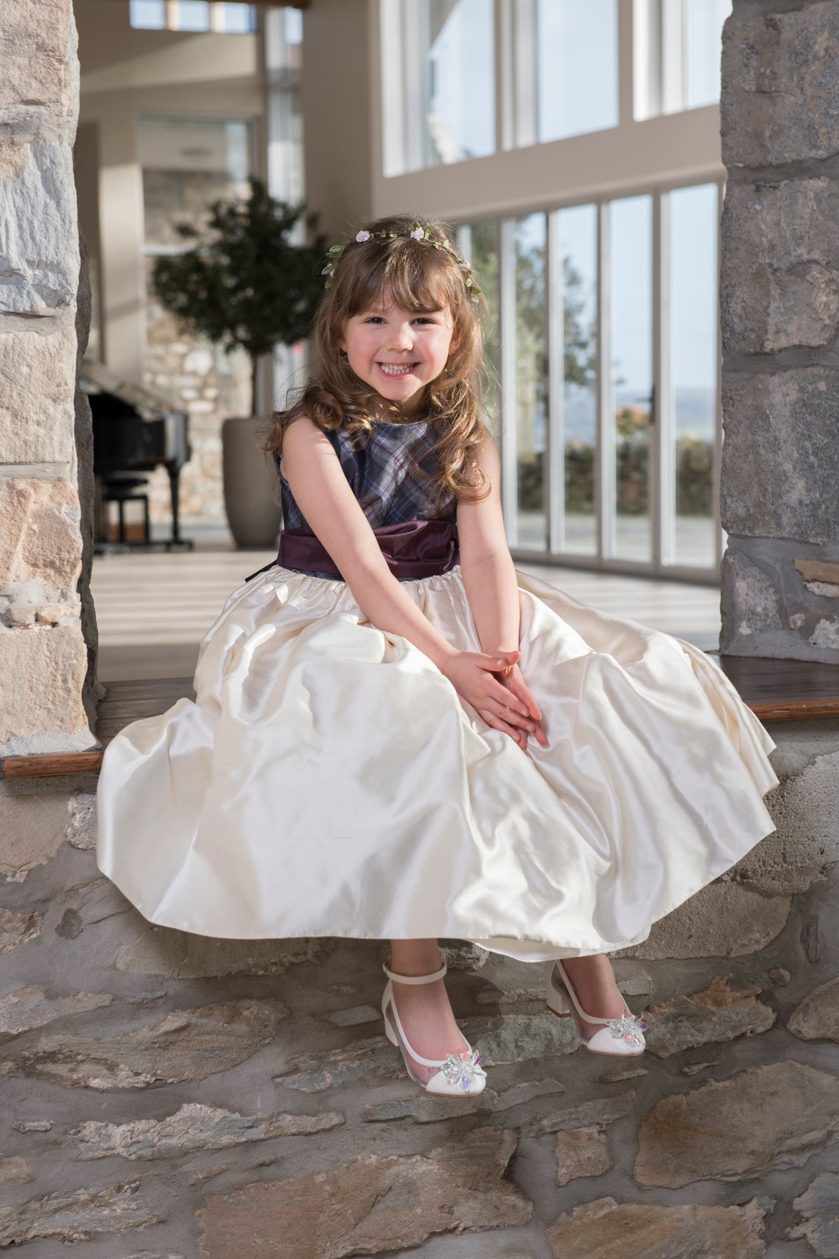 Flower Girl Dress with Tartan Bodice
