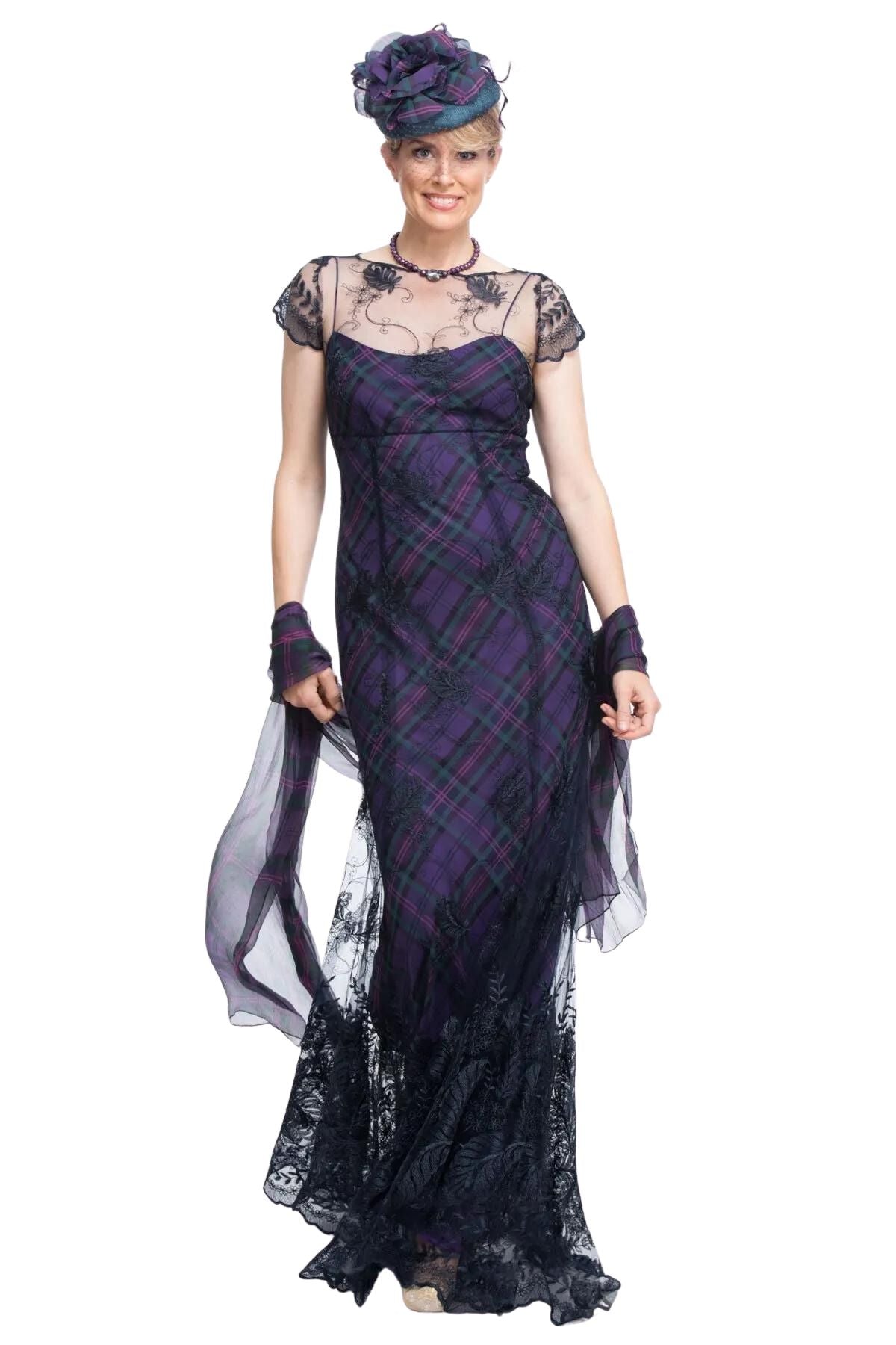 Lace And Tartan Chiffon Dress