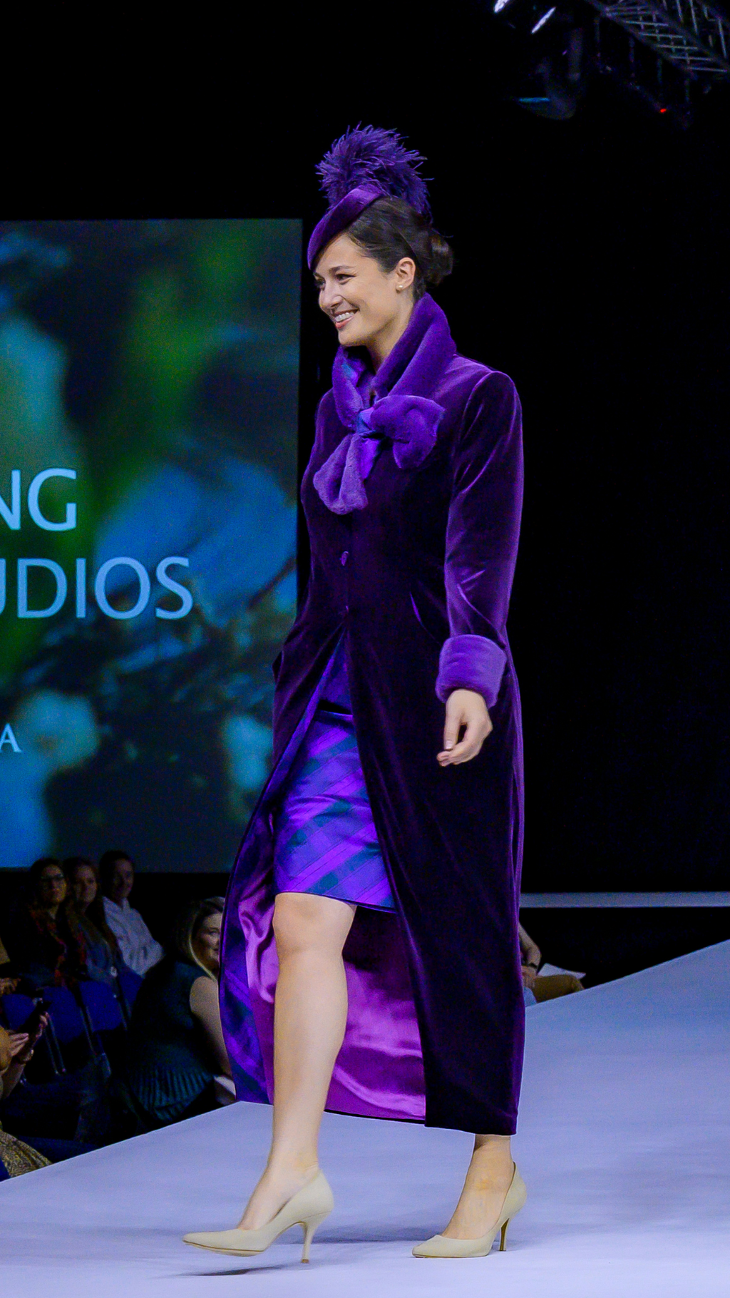 Mother of the Bride - Velvet Coat and Tartan Dress in Purple and Tartan