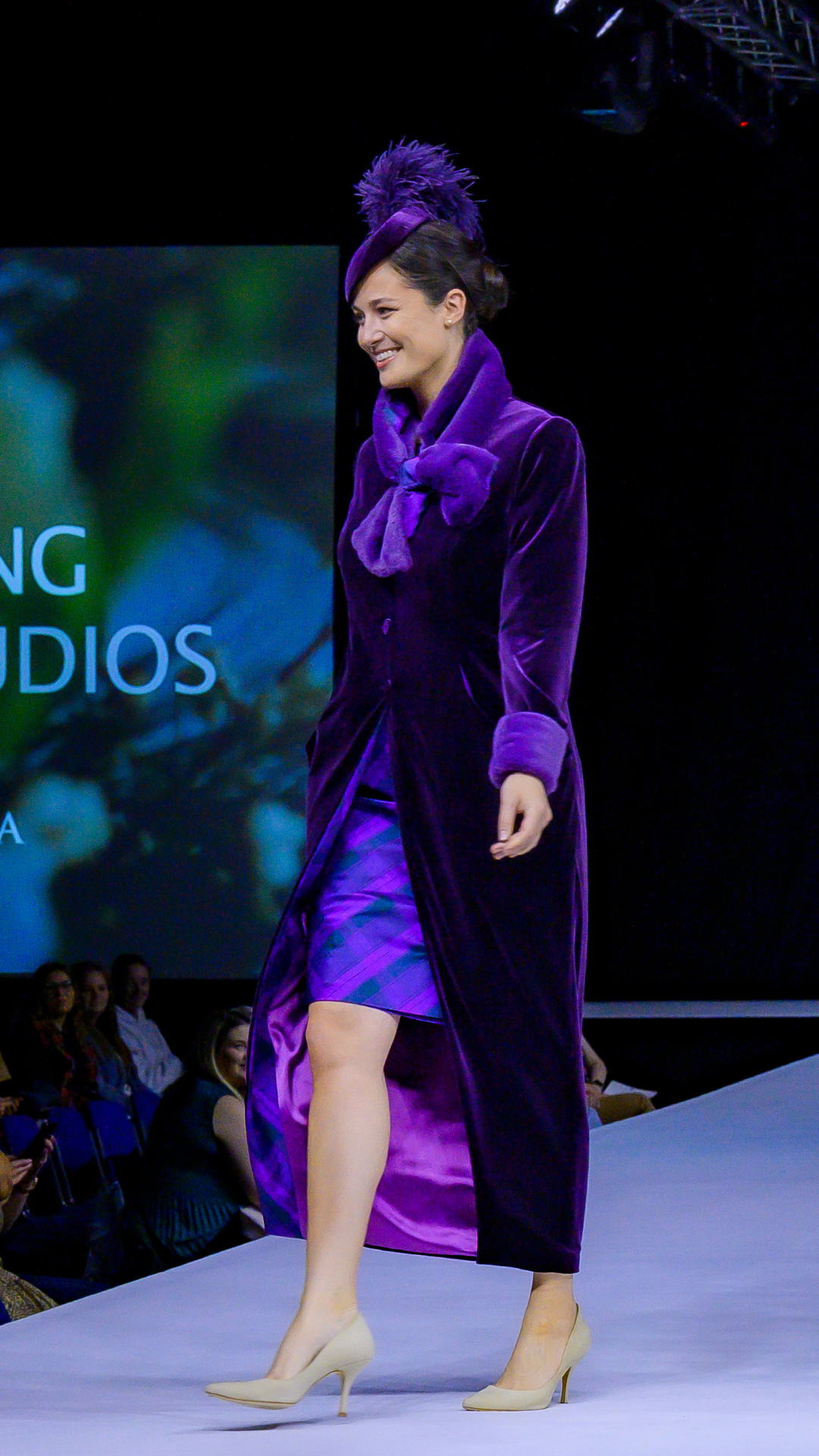 Mother of the Bride - Velvet Coat and Tartan Dress in Purple and Tartan
