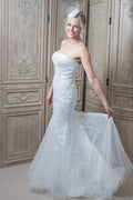 SALE Strapless Lace Wedding Dress with Full Skirt