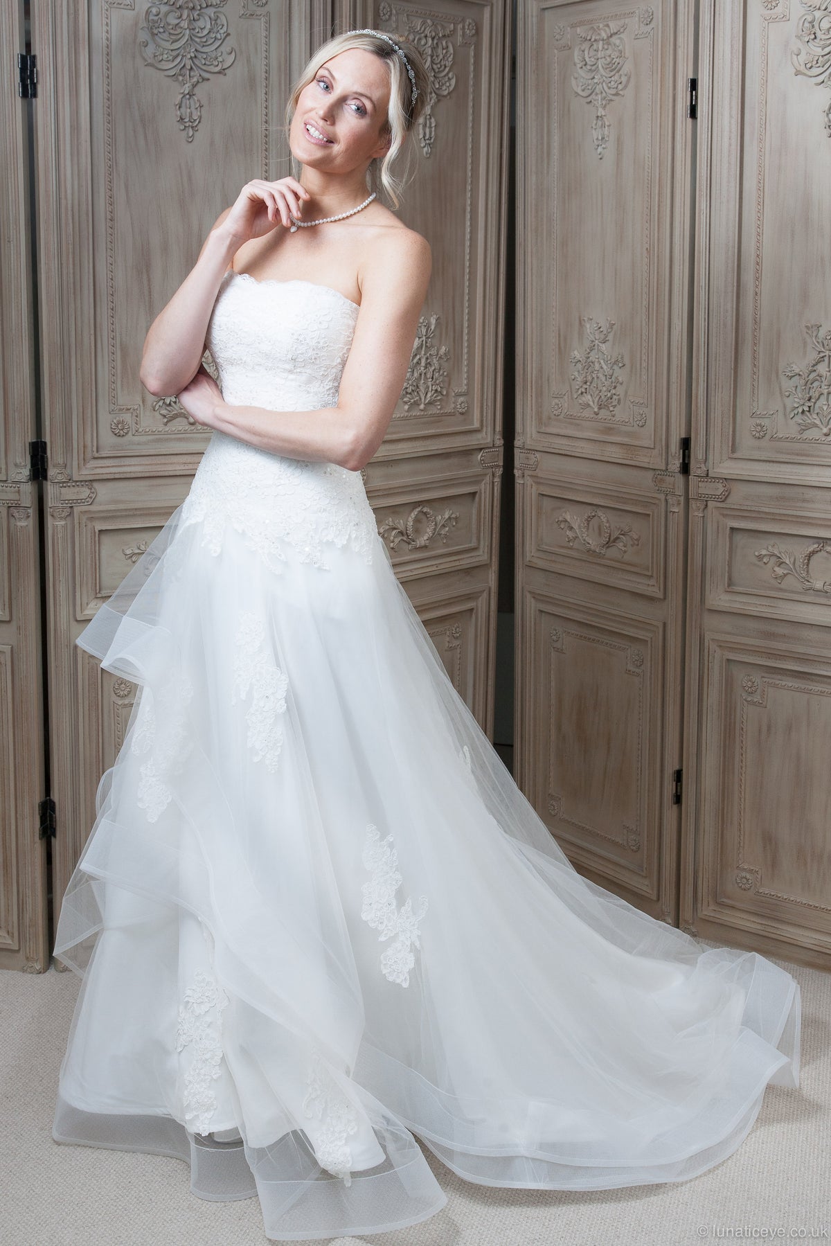 SALE Daniella - Strapless Lace and Tulle Fit and Flare Wedding Dress
