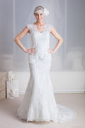 SALE Pia - Lace Mermaid Wedding Dress with V-Neckline