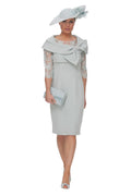 Duck Egg Lace Dress with Bow Jacket