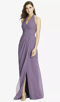 SALE Full Length Lavender Shirred Chiffon Dress