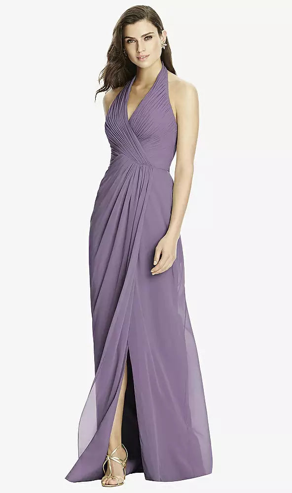 SALE Full Length Lavender Shirred Chiffon Dress