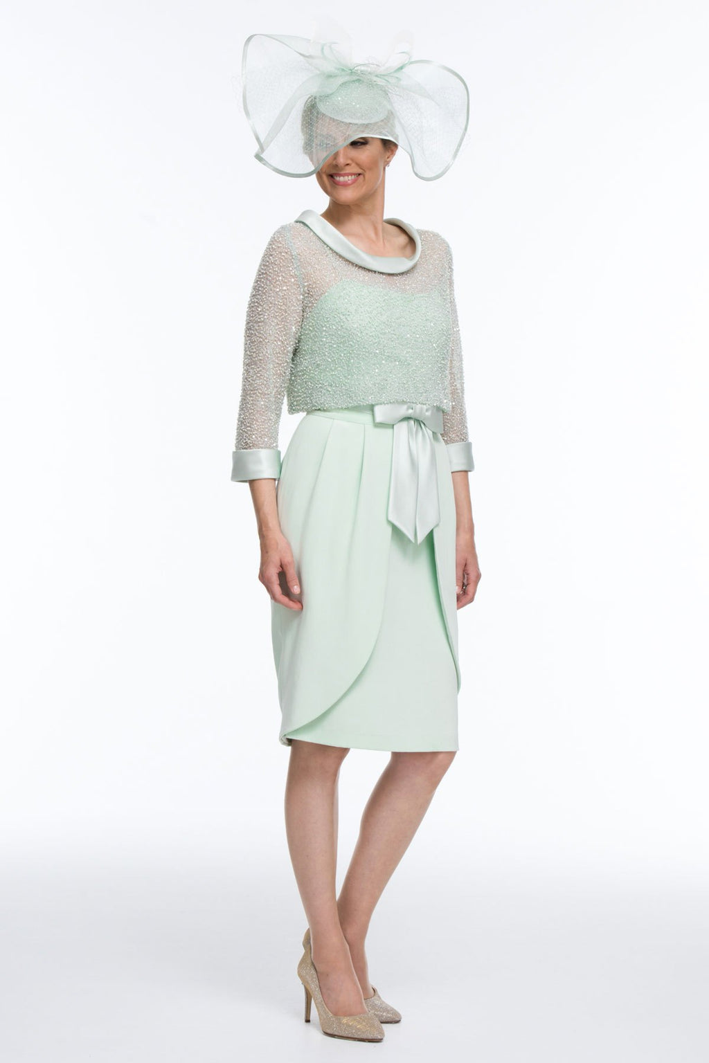 Mother of the Bride / Groom - Three Piece Silk Dress and Beaded Top and Overskirt