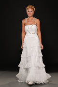 SALE - Strapless Tiered Wedding Dress with Ruffled Skirt