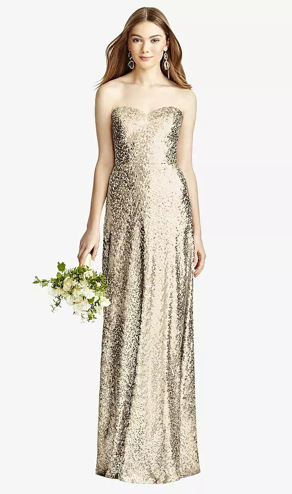SALE Full length Rose Gold Sequin Strapless Dress