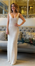SALE - Knitted Sleeveless Dress with V-Neckline