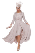 Crepe and satin coat and dress