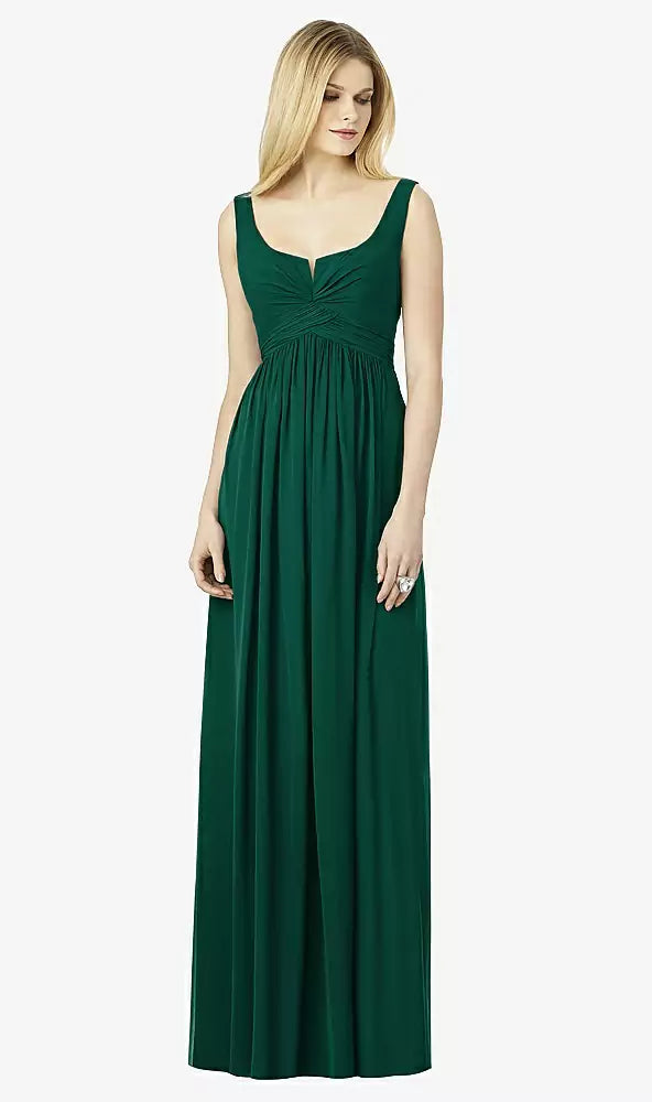 SALE Full length Hunter Green Chiffon Twist bodice Dress