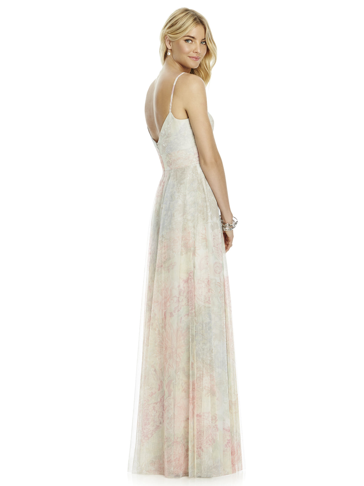 ARCHIVE SALE - Dessy Full-Length Floral Tulle Bridesmaid Dress - Rose Romance