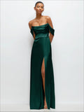 Style 6898 A-Line maxi dress with convertable off the shoulder or strapless looks