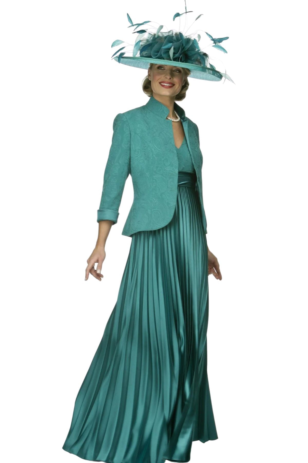 Sunray Pleat Dress and Embroidered Jacket