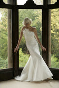 SALE - Mermaid Wedding Dress with Feather Shoulder Embellishment