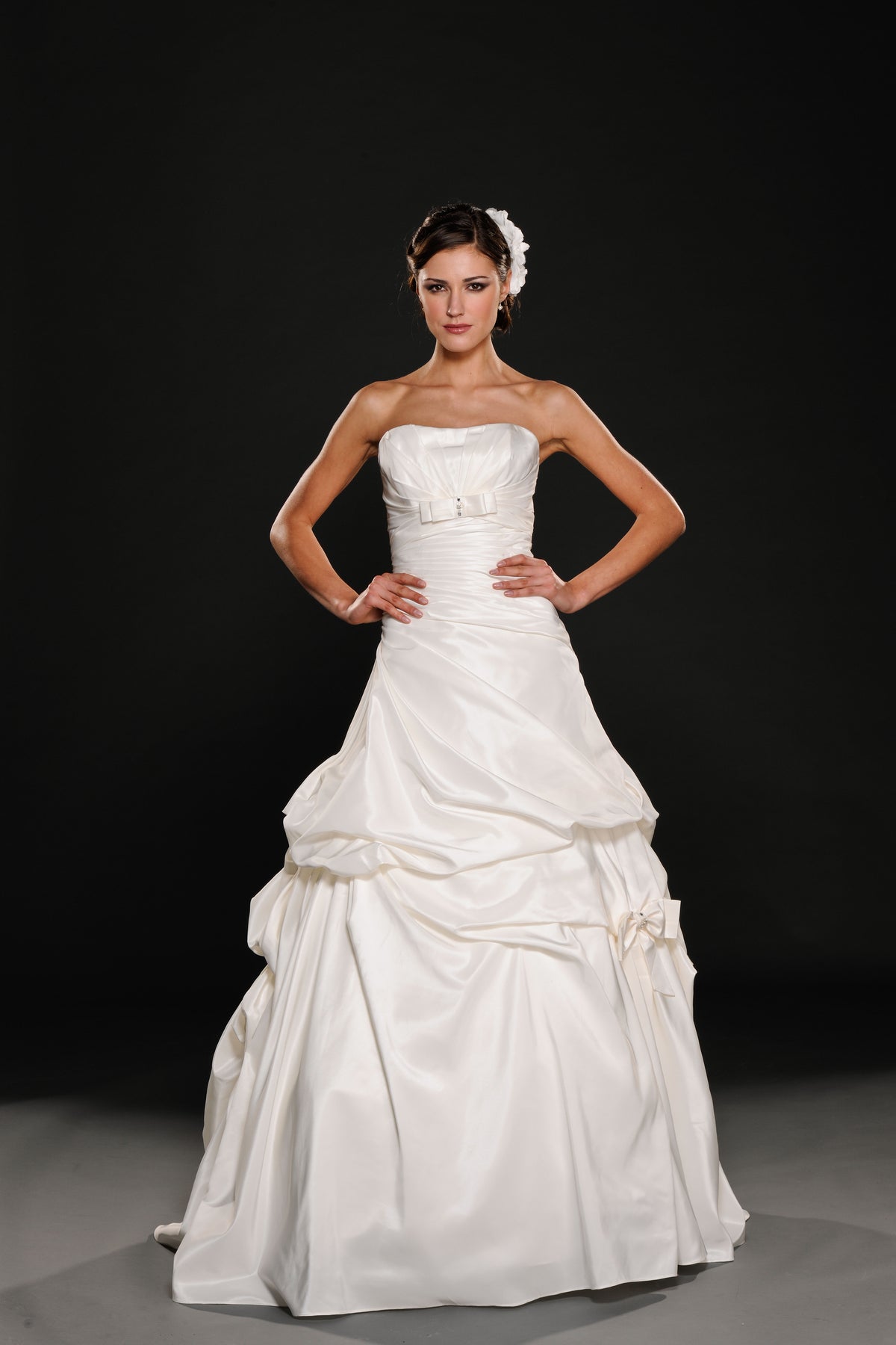 SALE - Strapless Satin Wedding Dress with Tiered Ruffle Skirt