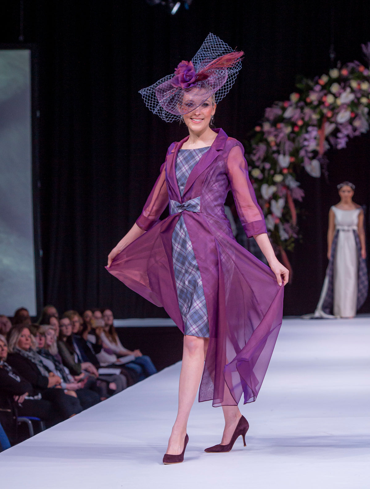 Organza Coat with Tartan Bow and Tartan Dress