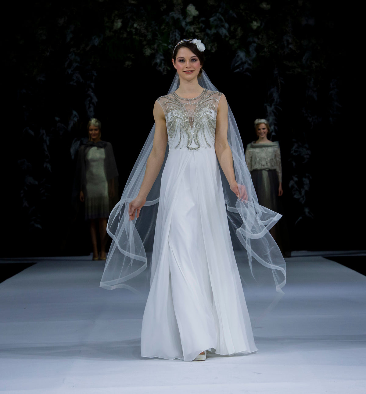 SALE - Floor-Length Dress with Silver Embellishments