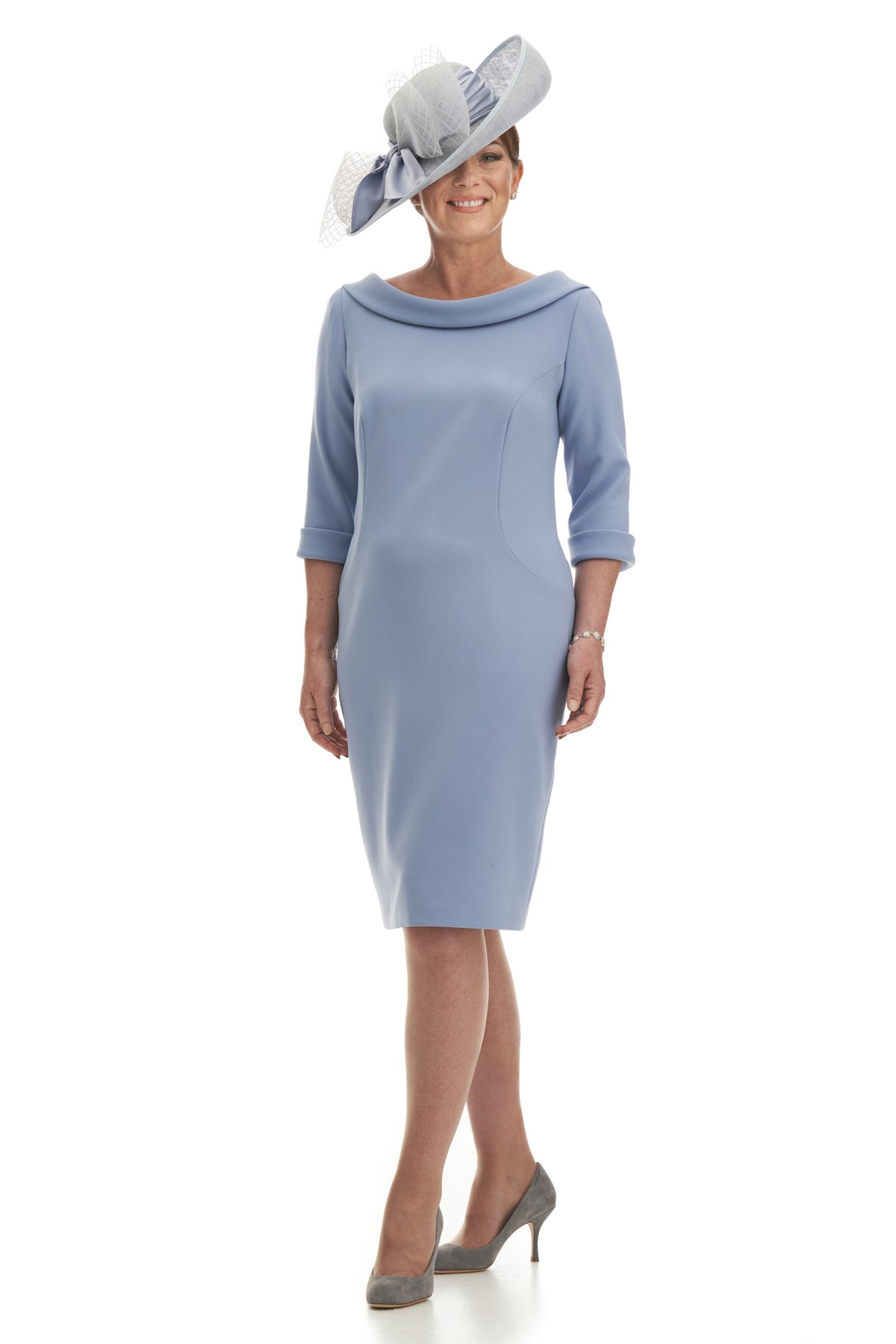 Bardot Collar Fitted Dress With V Back
