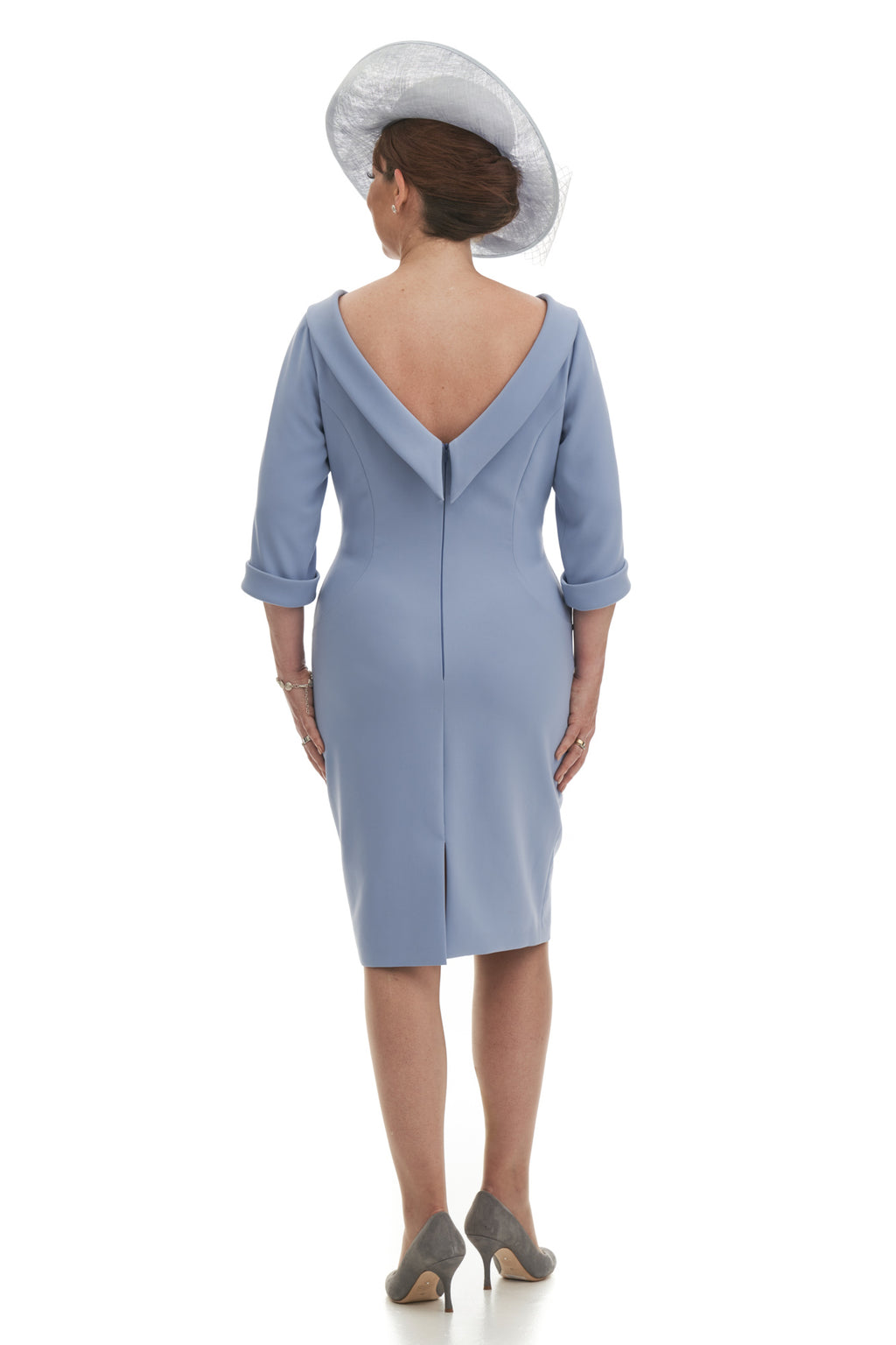 Occasion Wear - Bardot Collar Fitted Dress with V Back