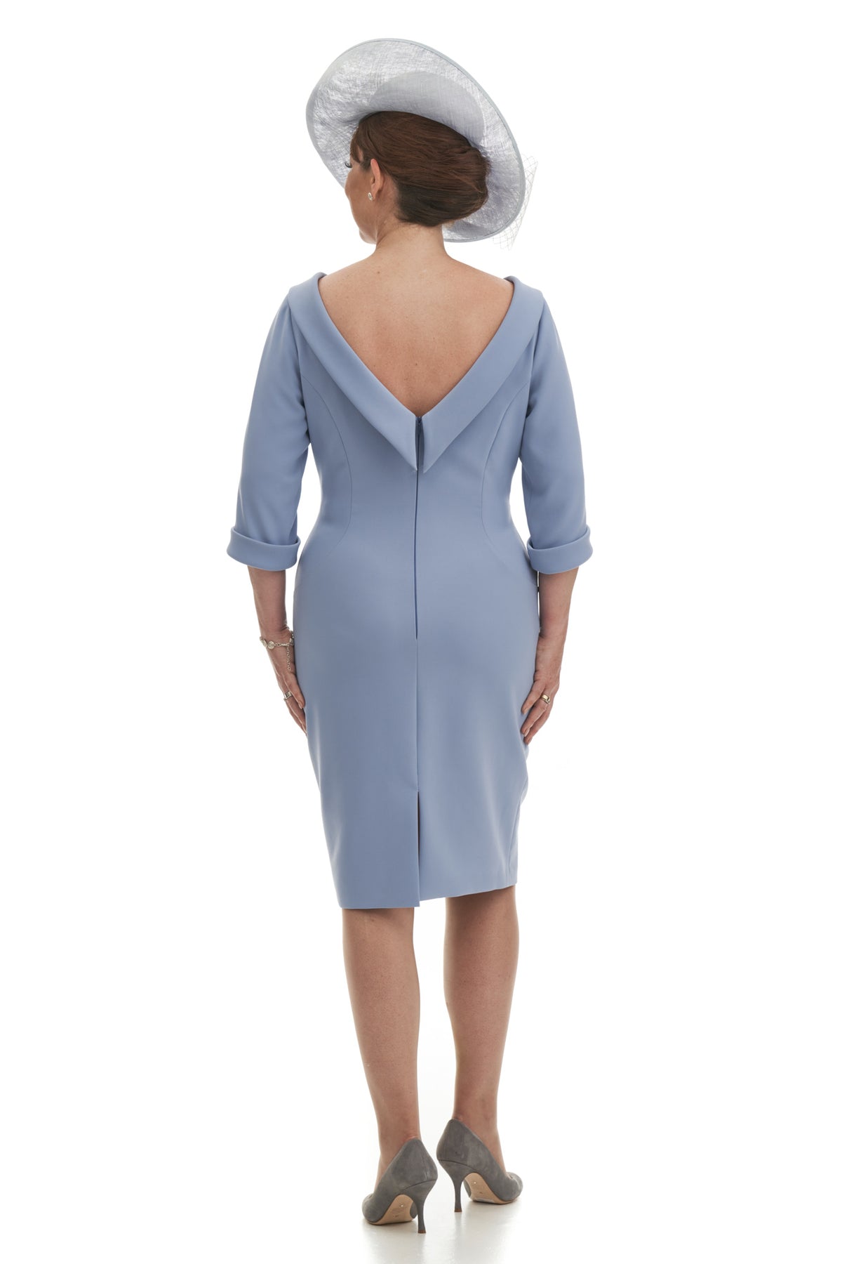 Occasion Wear - Bardot Collar Fitted Dress with V Back