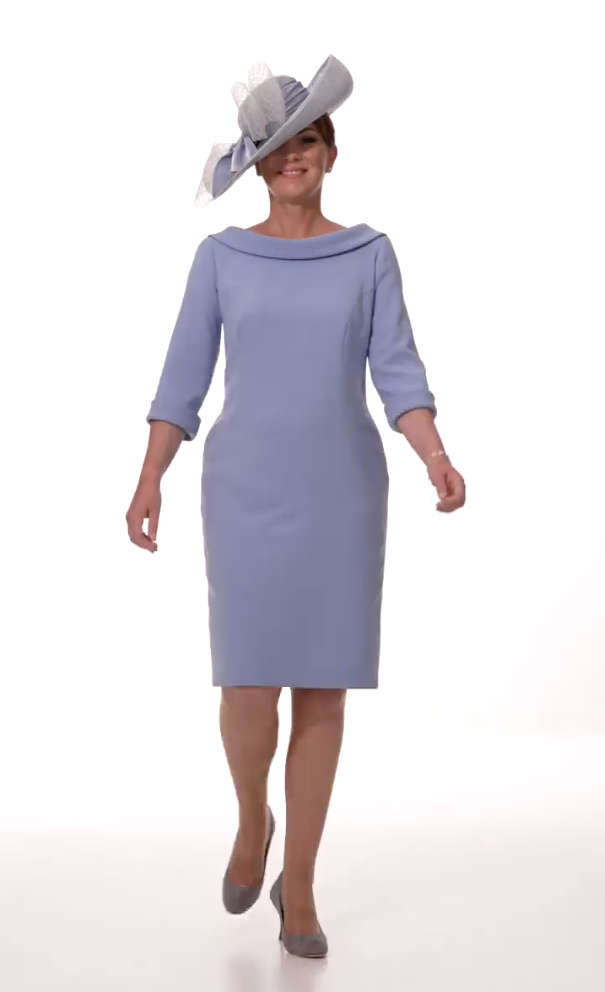 Occasion Wear - Bardot Collar Fitted Dress with V Back