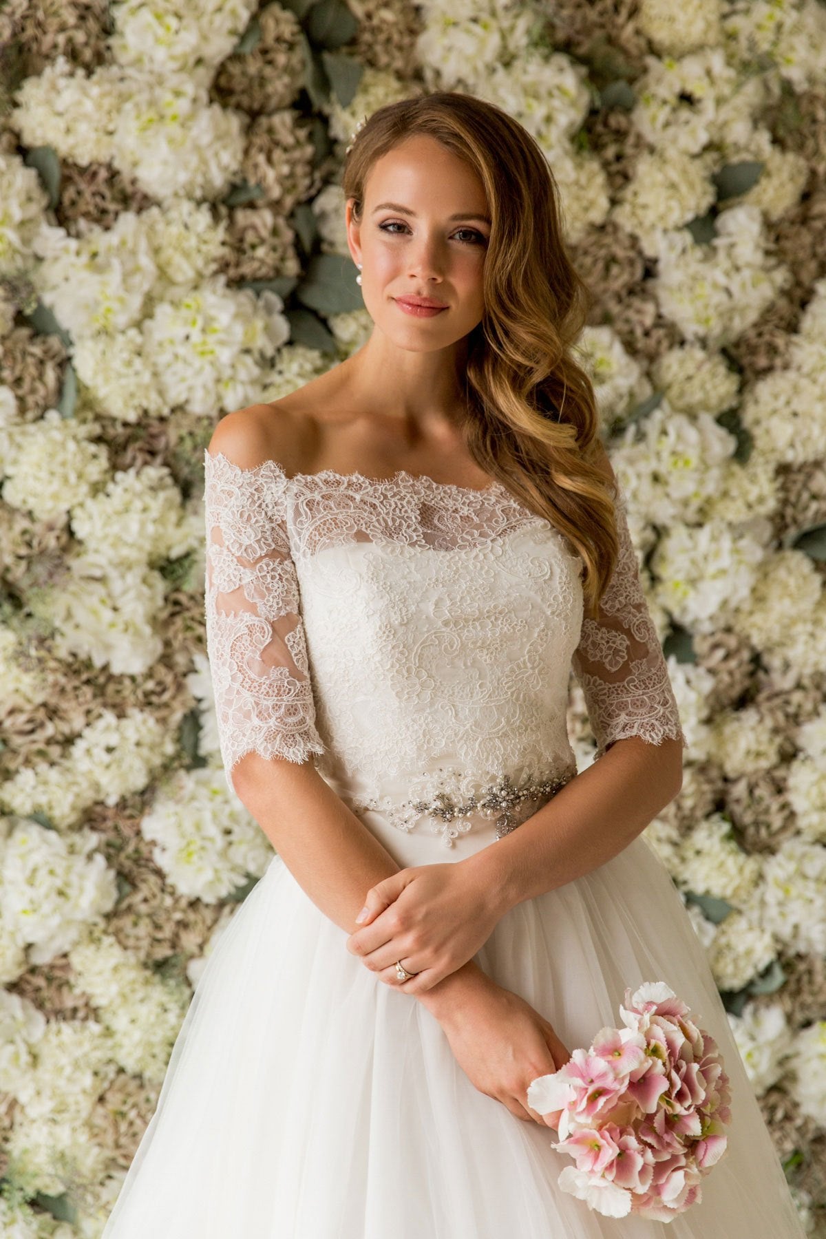 Studio - Bardot Lace Top Wedding Dress