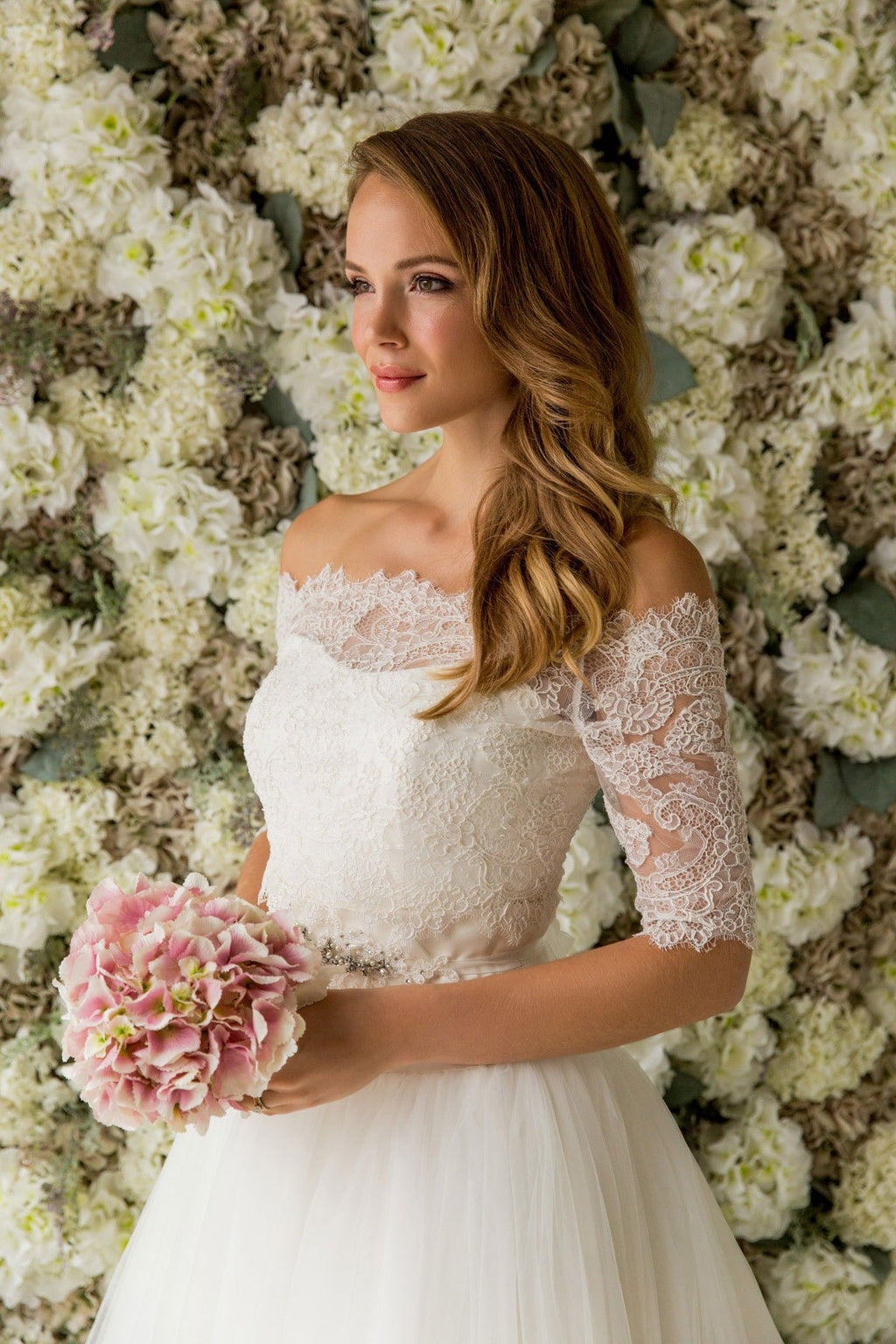 Studio - Bardot Lace Top Wedding Dress