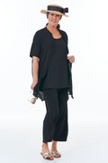Waffle Cropped Trousers in Black