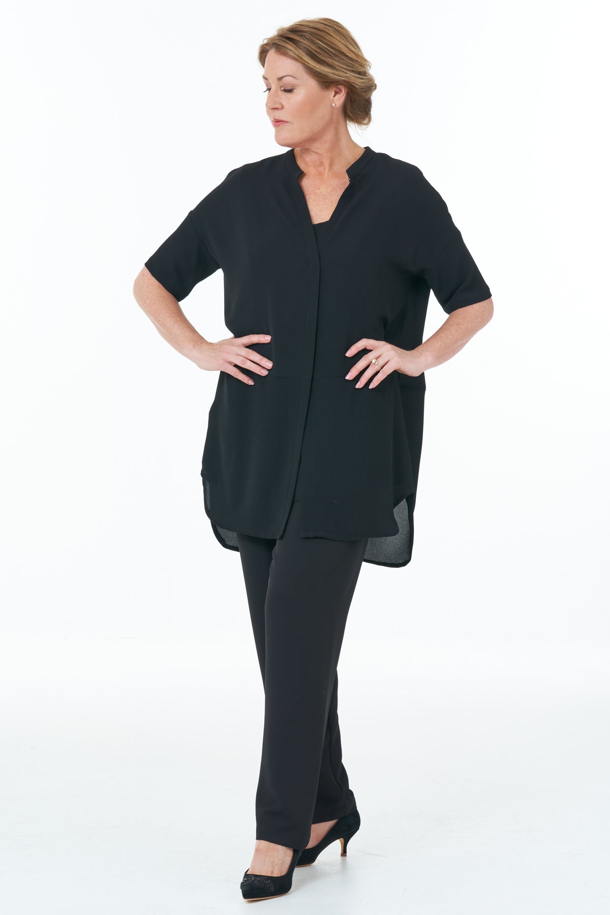 Casual Chic - Waffle Shirt in Black