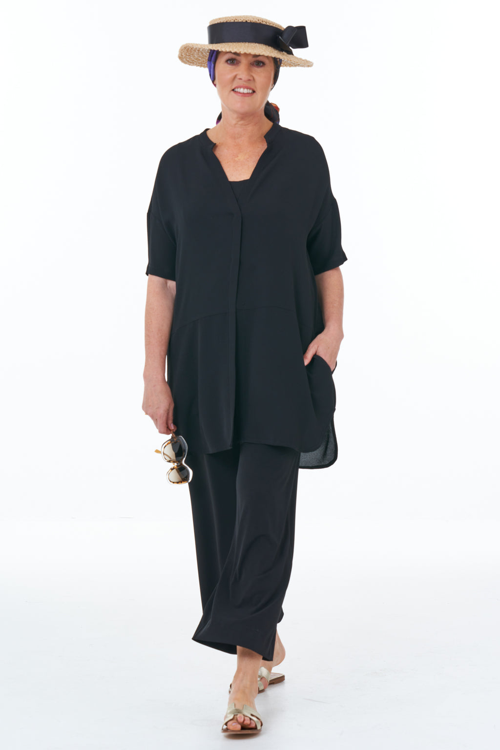 Casual Chic - Waffle Shirt in Black