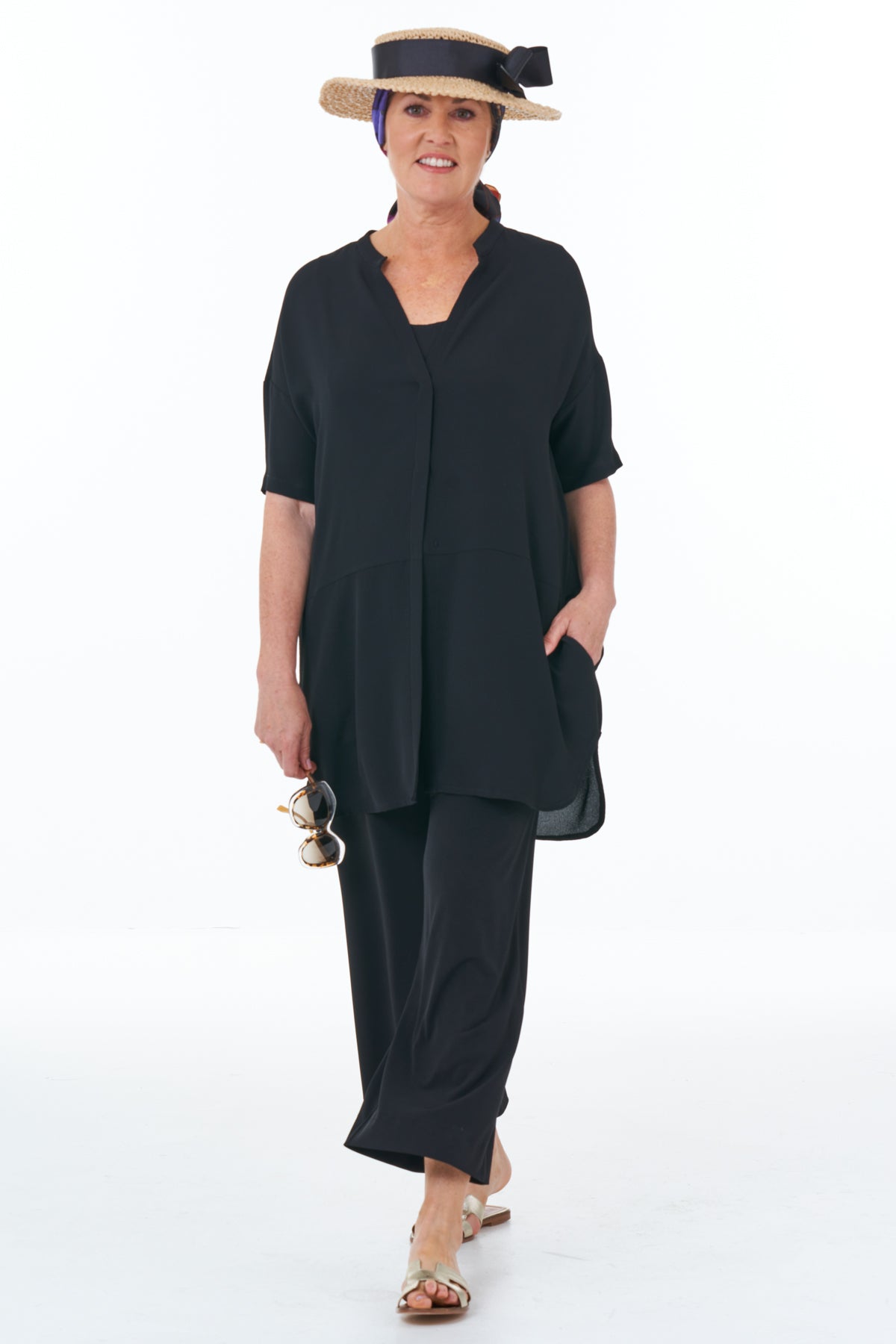 Casual Chic - Waffle Shirt in Black
