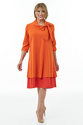 Bow Neck Dress in Orange and Mandarin
