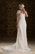 SALE Victoria - Fit and Flare Lace Wedding Dress with Cap Sleeves
