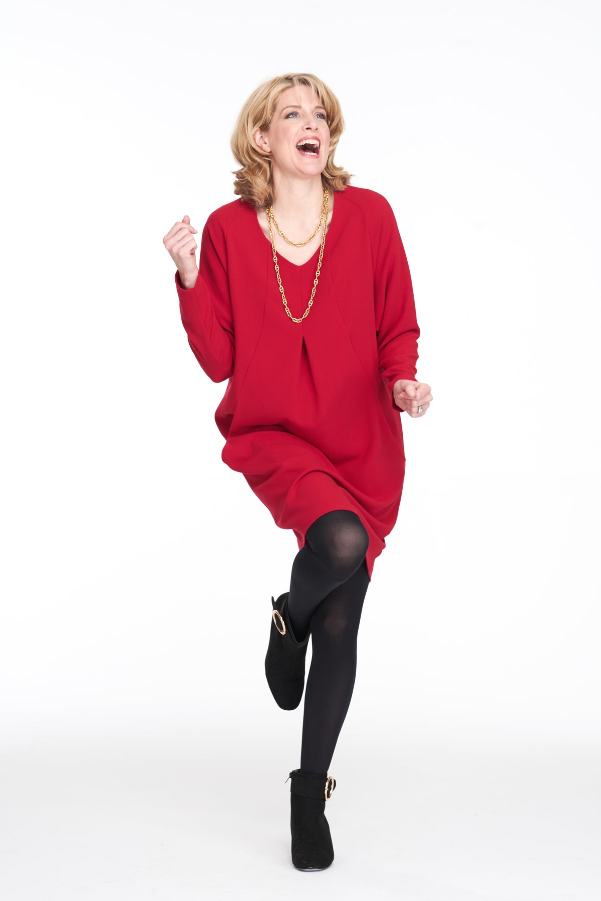 Short v neck dolman sleeve crepe dress