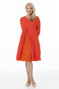 Open Front Contrast Dress in Orange and Mandarin