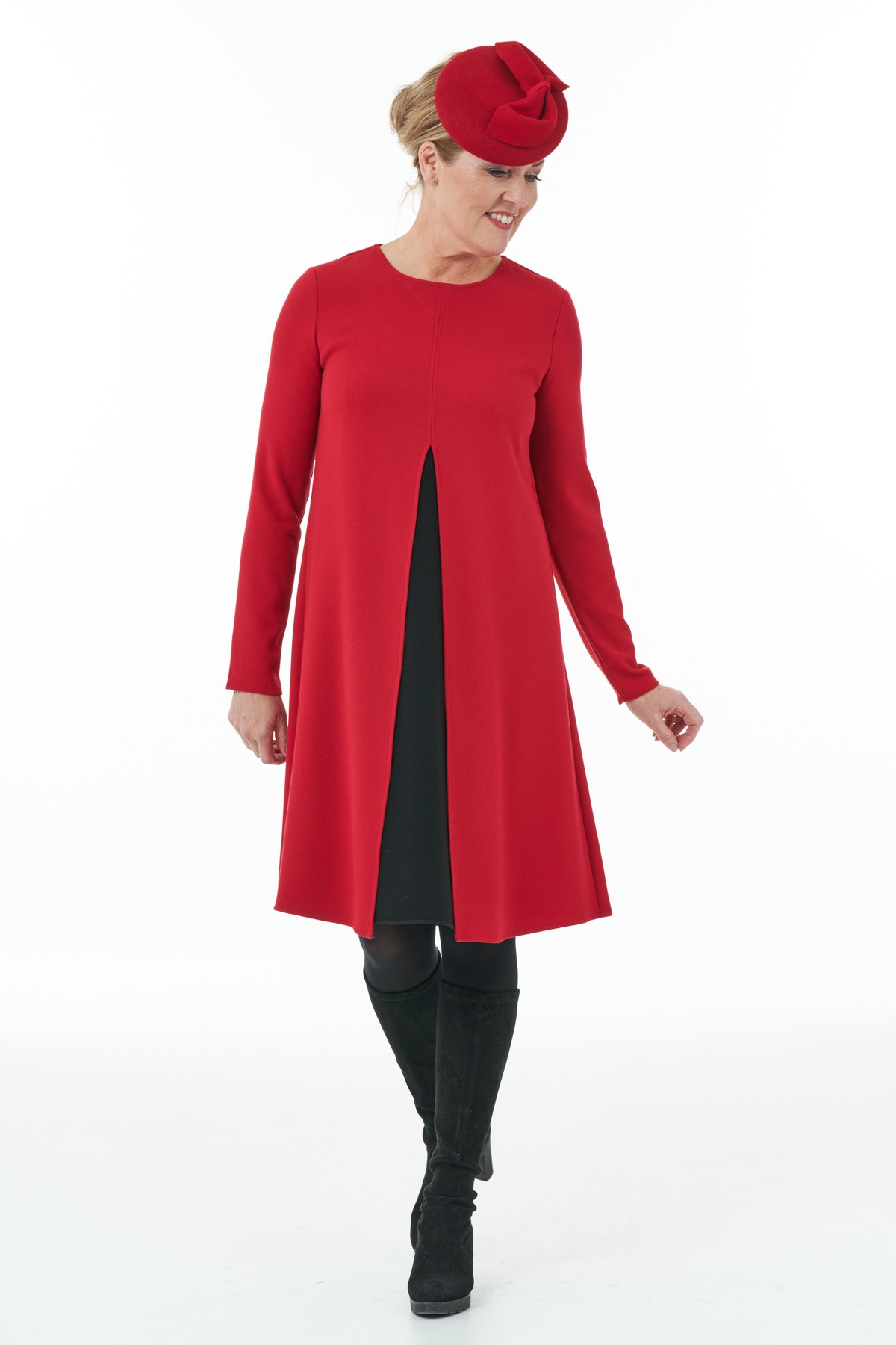 ARCHIVE SALE - Occasion Wear Open Front Contrast Dress - UK Size 12 - Red