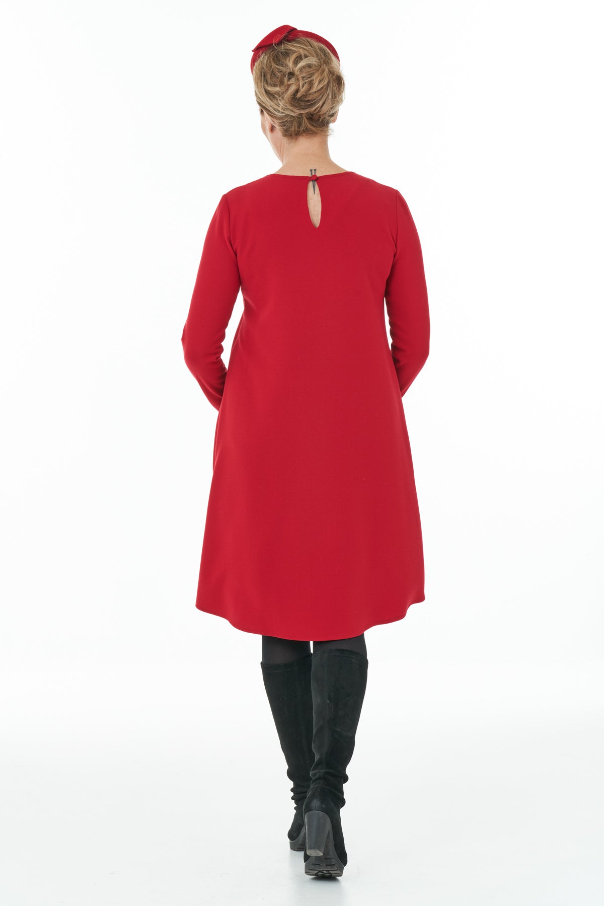 ARCHIVE SALE - Occasion Wear Open Front Contrast Dress - UK Size 12 - Red