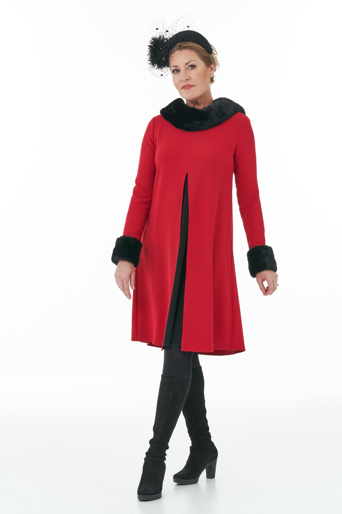 ARCHIVE SALE - Occasion Wear Open Front Contrast Dress - UK Size 12 - Red