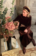 Casual Chic Velvet Cowl Neck Dress in Chocolate