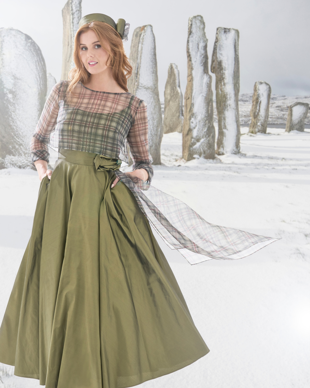 Callanish Tartan Organza Top with 1950's Style Silk Taffeta Dress