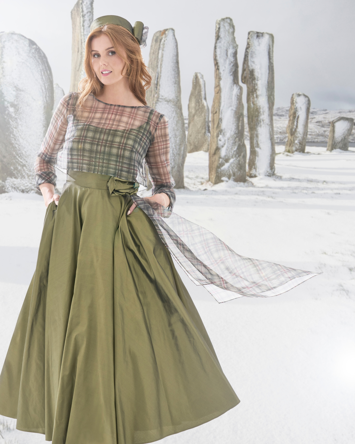 Callanish Tartan Organza Top with 1950's Style Silk Taffeta Dress