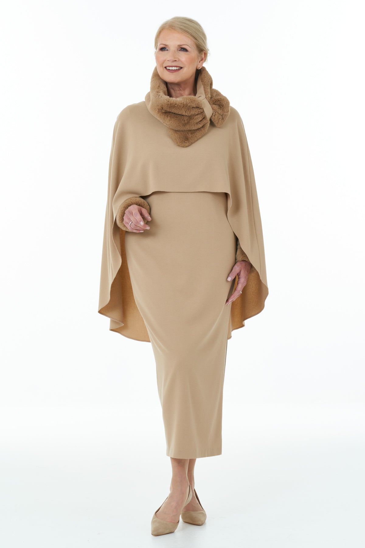 Occasion Wear - Long Side Slit Dress in Camel