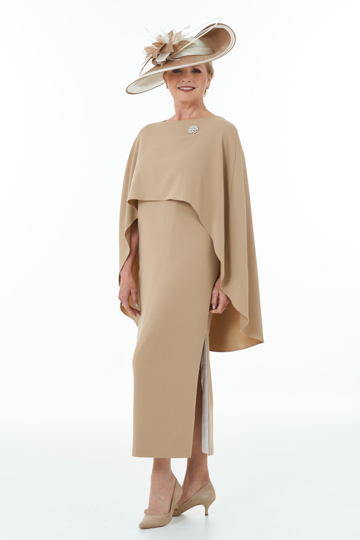 Long Side Slit Dress in Camel