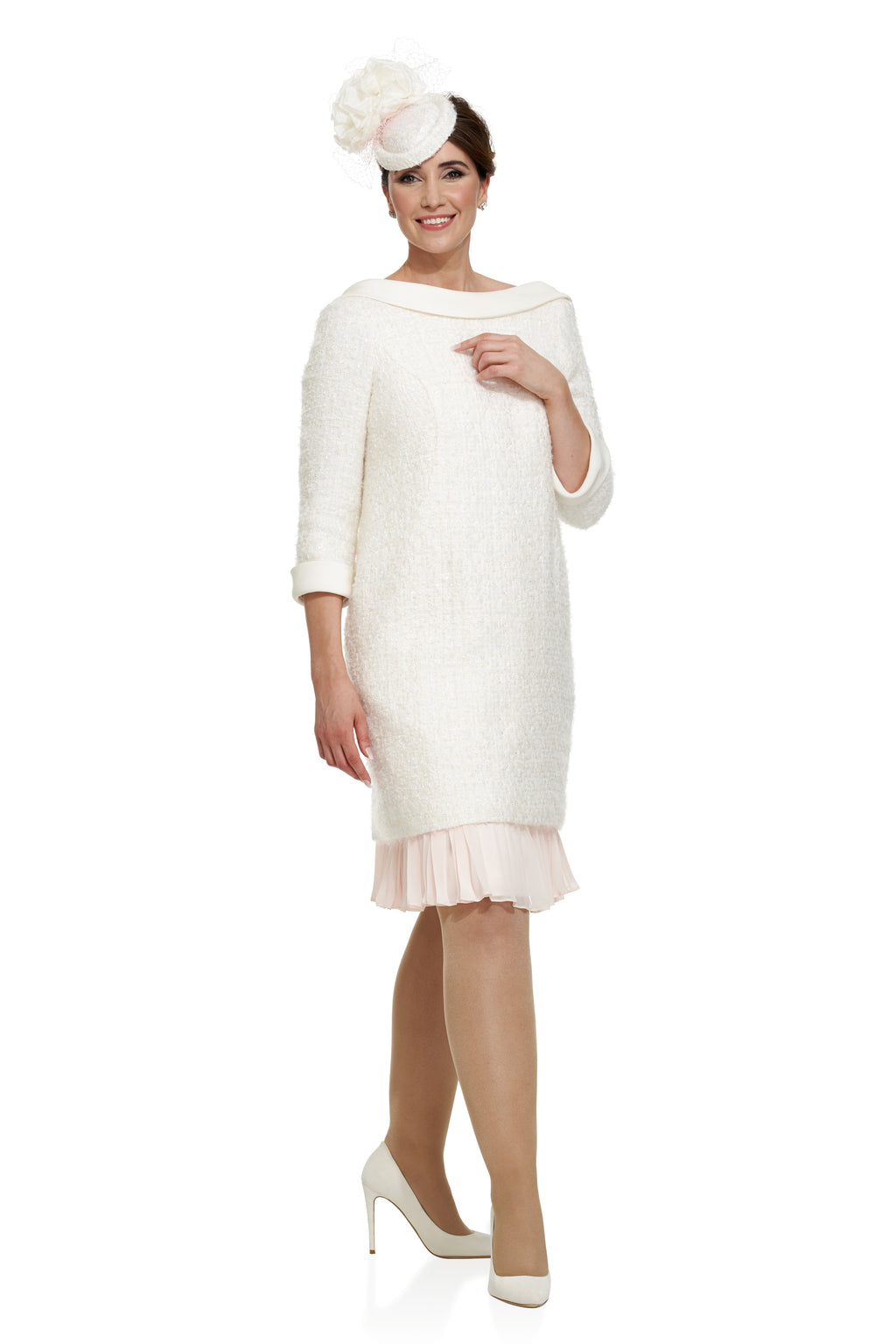 Occasion Wear - Chanel Style Open Back Jacket Over Pleated Dress