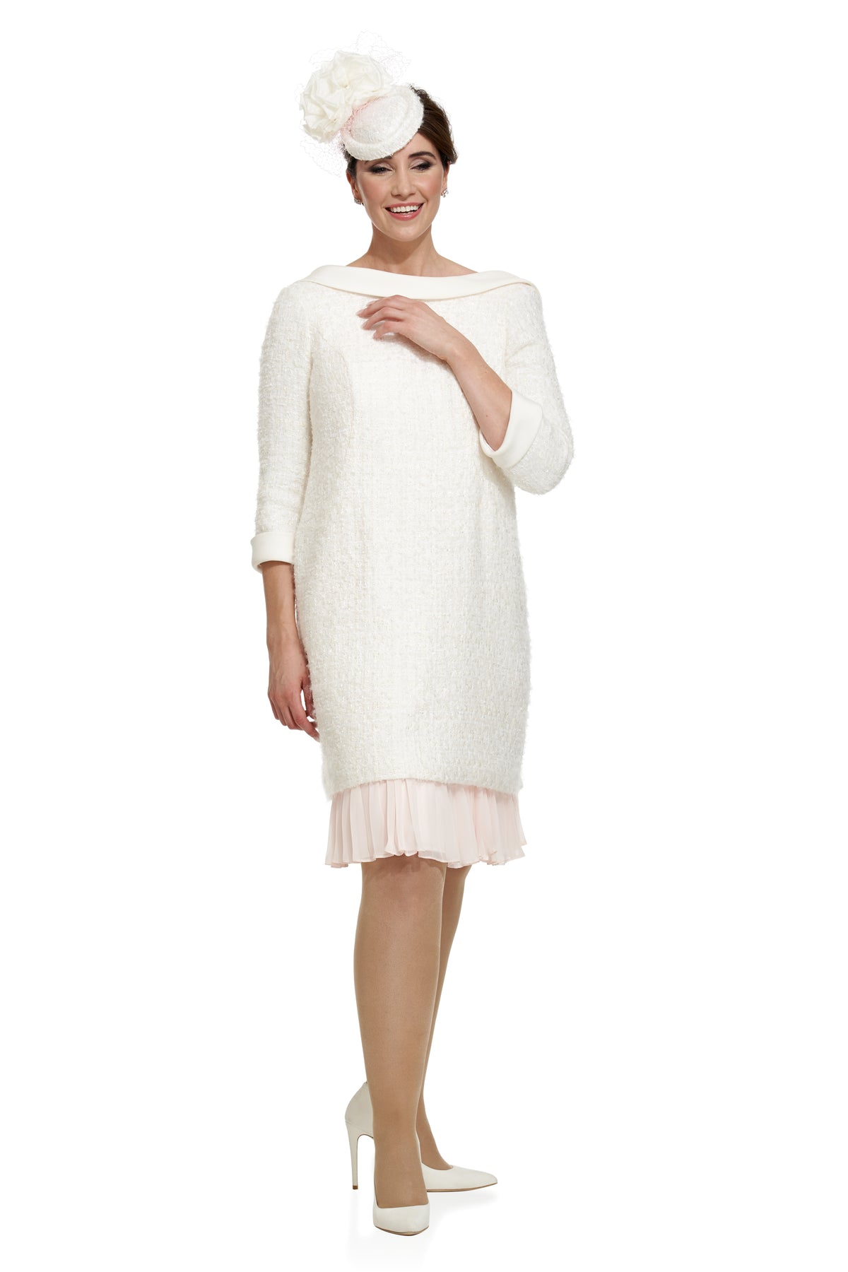 Occasion Wear - Chanel Style Open Back Jacket Over Pleated Dress