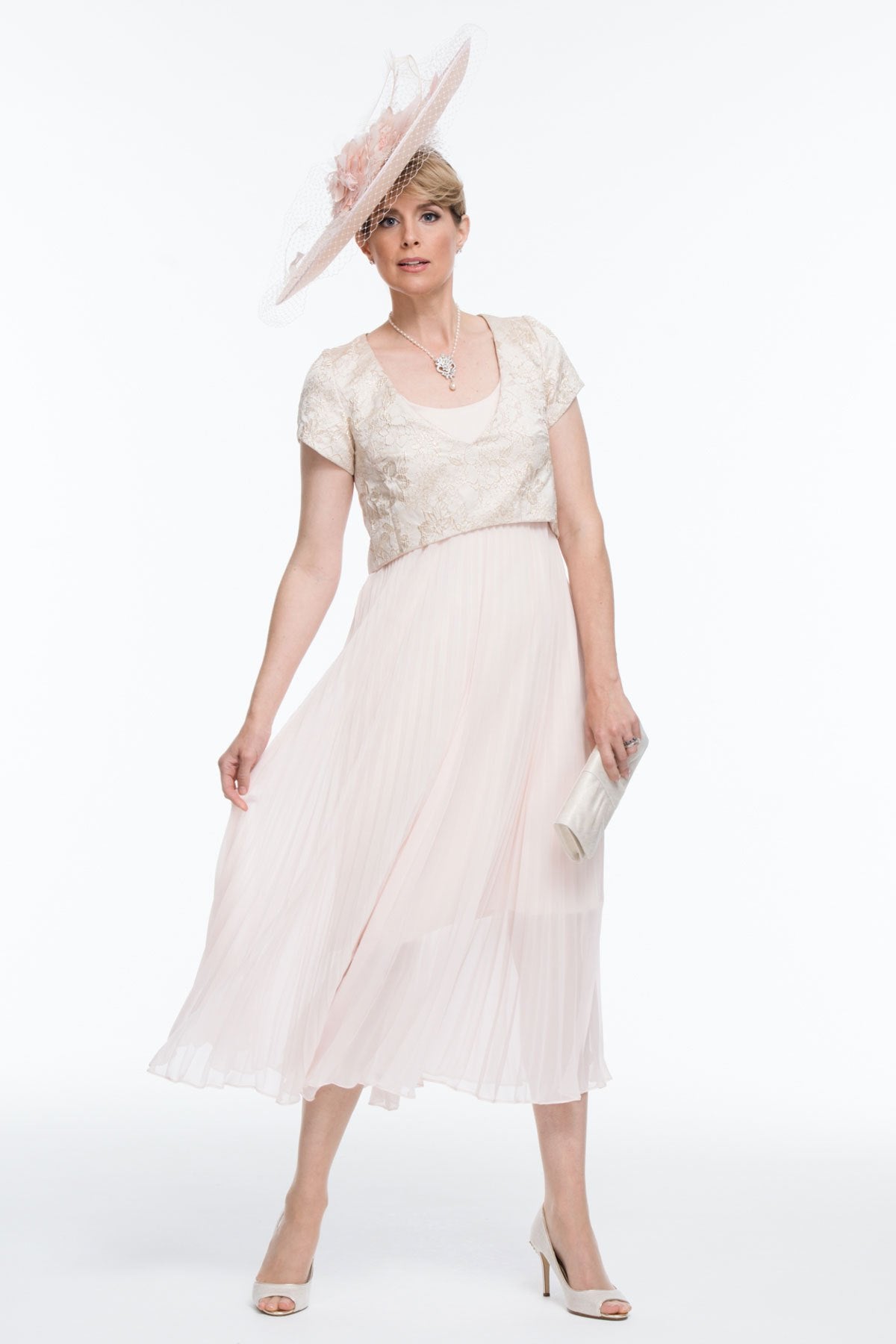 Occasion Wear - Chiffon Sunray Pleat Dress and Brocade Bodice